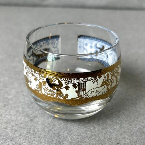 Replacement Mid Century Modern Barware Gold Gilt Scroll Cordial Roly Poly Glass - Picture 4 of 8
